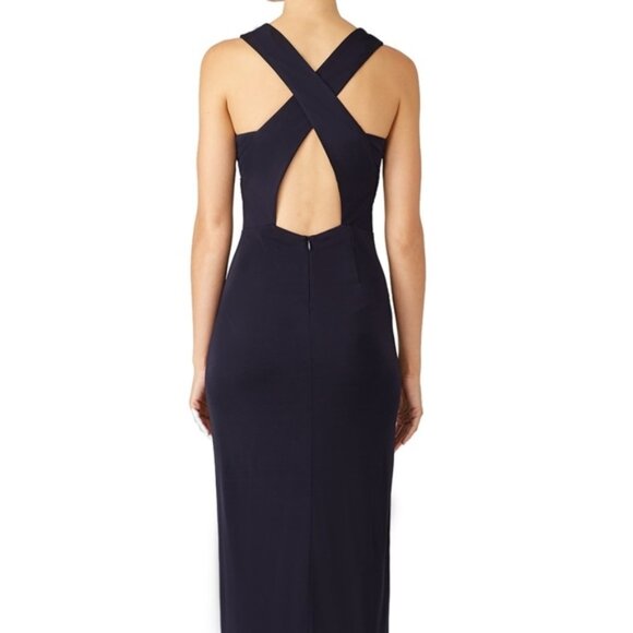 CUT 25 Illusion Lace Evening Gown Formal Dress Navy Black 2 NWT Wedding Prom - Picture 5 of 10